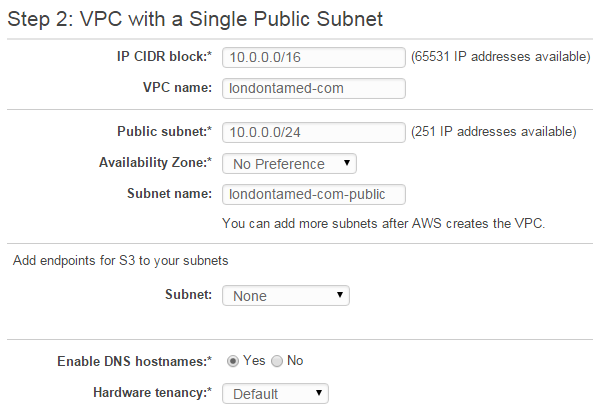 Setting up the VPC