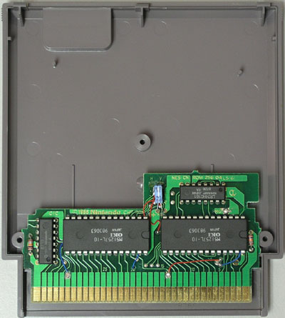 An opened NES game cartridge