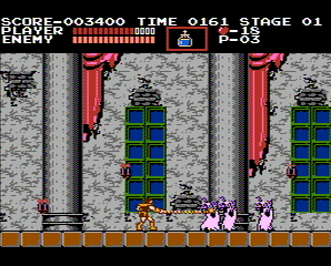 A screenshot from the NES game Castlevania